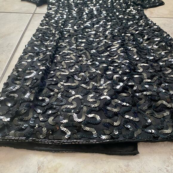 Stenay Silk Vintage Sequin Black Short Dress size 10 - Picture 6 of 15